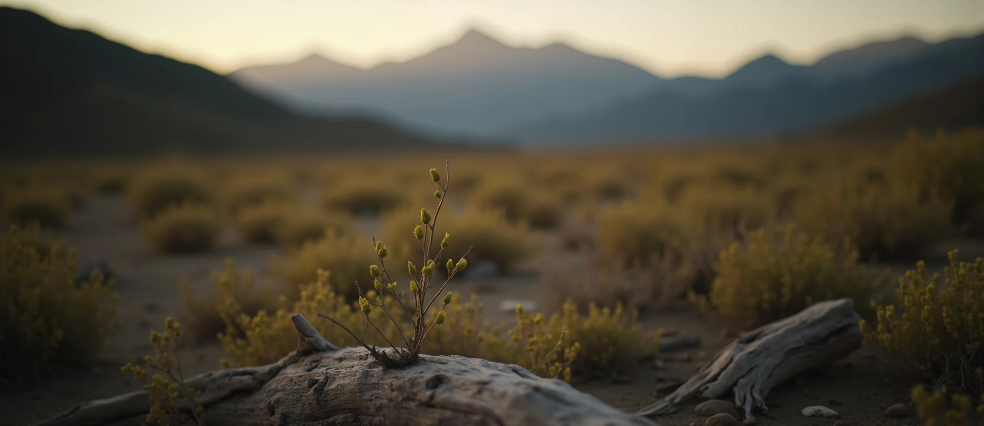Symbolizing Seed/New Beginning: A local Indian Paintbrush new green bud on a branch. - AI Generated