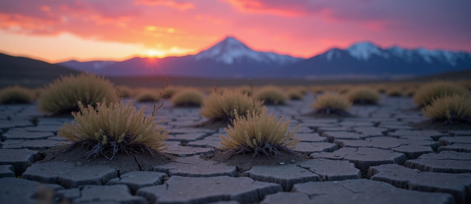 Symbolizing Seed/New Beginning: A local Bitterbrush shoot emerging from cracked soil. - AI Generated
