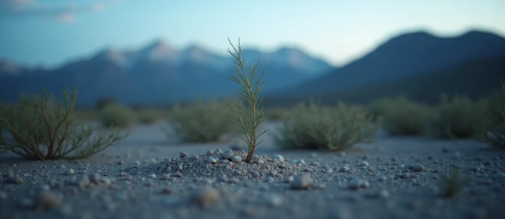 Symbolizing Growth/Resilience: A local Desert Peach new branch reaching for the sky. - AI Generated