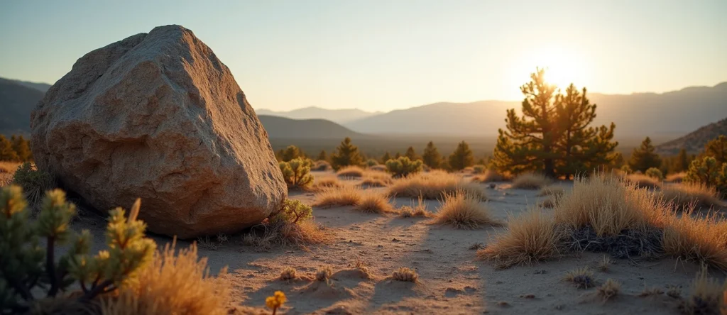 Symbolizing Stability/Peak: A local Sierra Juniper unshakable boulder. - AI Generated