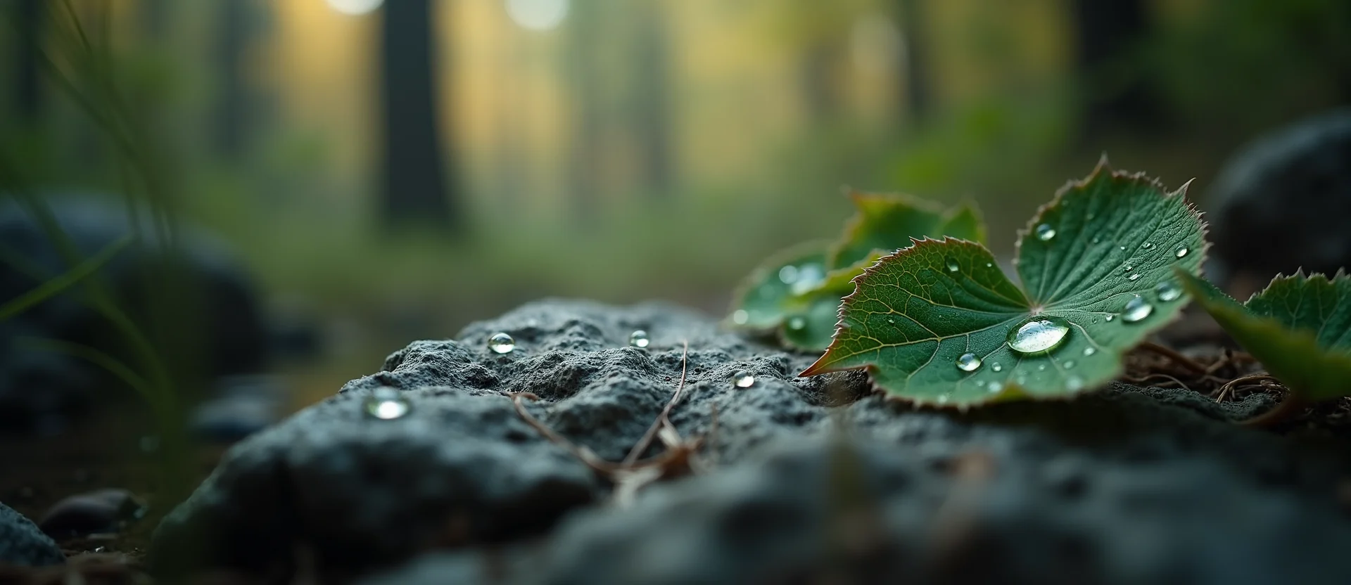 Symbolizing Flow/Cleansing: A local Quaking Aspen raindrops on desert leaves. - AI Generated