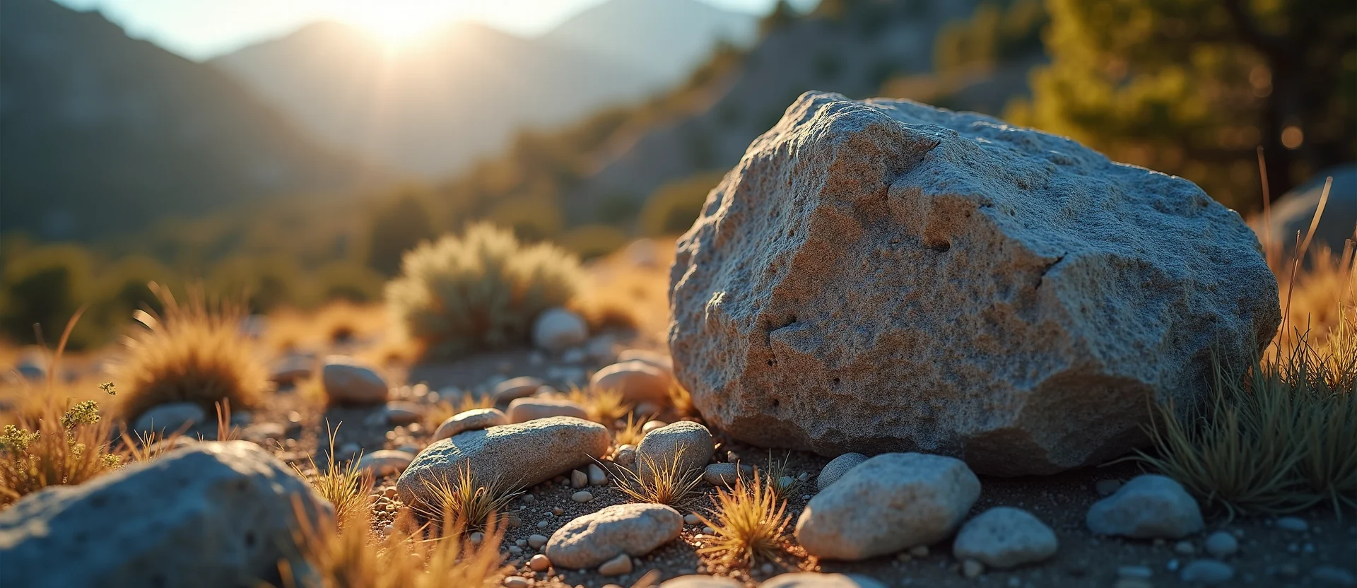 Symbolizing Stability/Peak: A local Mountain Mahogany unshakable boulder. - AI Generated