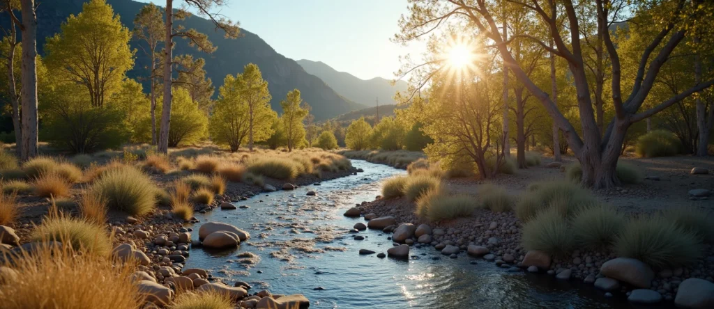 Symbolizing Flow/Cleansing: A local Quaking Aspen hidden small waterfall. - AI Generated