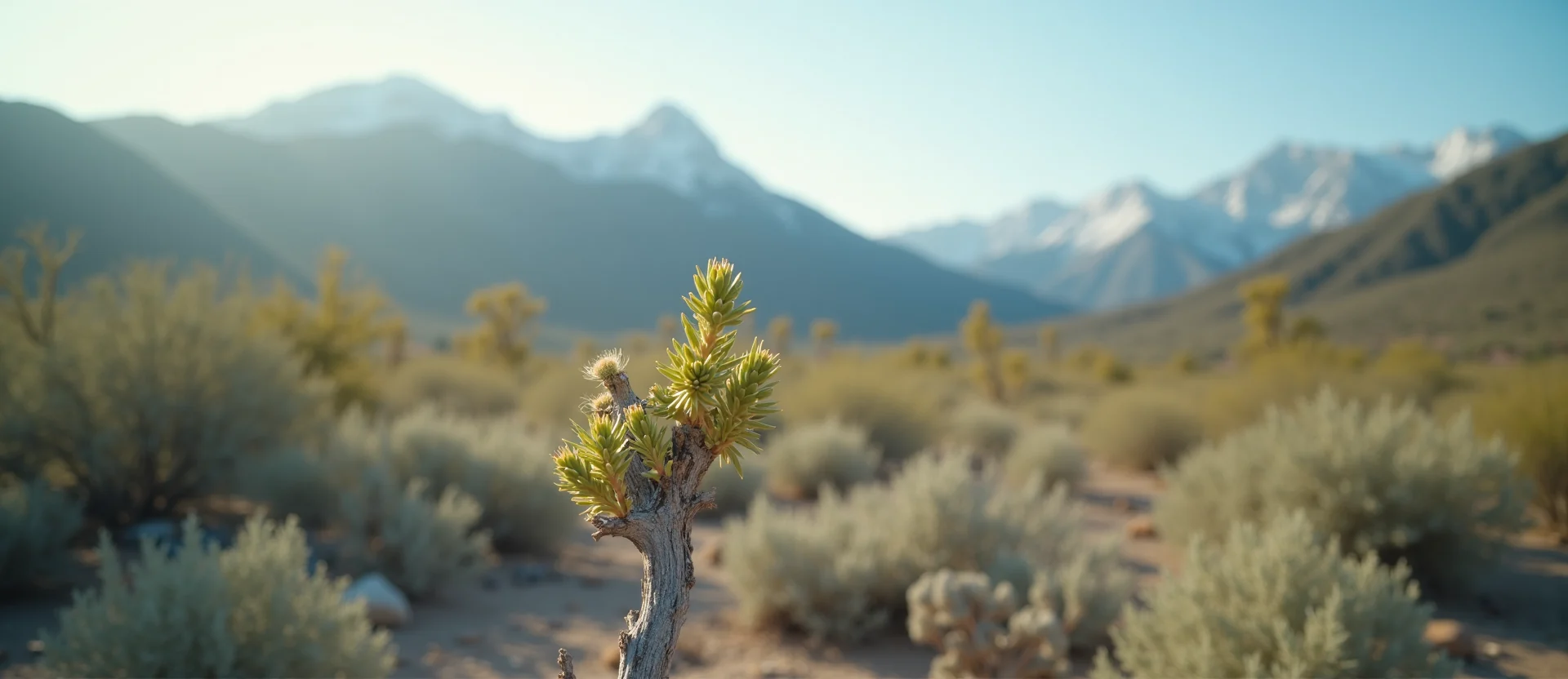 Symbolizing Seed/New Beginning: A local Desert Peach new green bud on a branch. - AI Generated