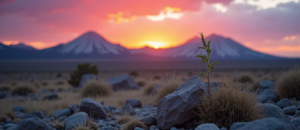Symbolizing Seed/New Beginning: A local Mountain Mahogany sprouting sagebrush seedling. - AI Generated
