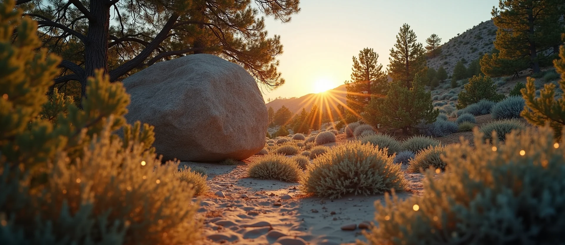 Symbolizing Stability/Peak: A local Manzanita unshakable boulder. - AI Generated