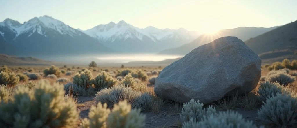 Symbolizing Stability/Peak: A local Indian Paintbrush unshakable boulder. - AI Generated