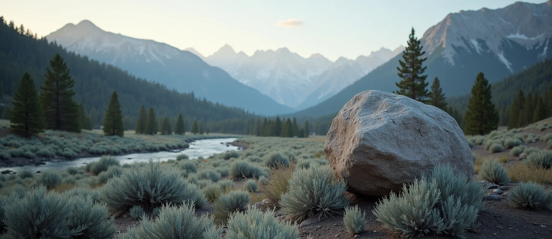Symbolizing Stability/Peak: A local Mountain Mahogany unshakable boulder. - AI Generated