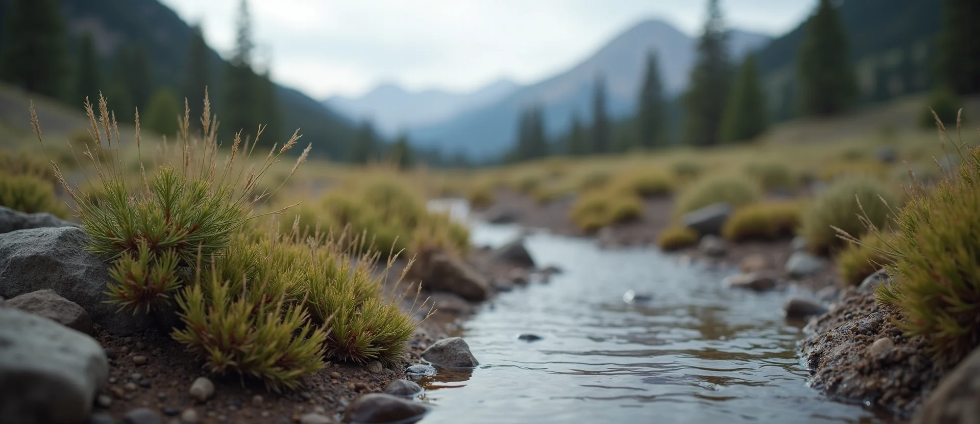 Symbolizing Flow/Cleansing: A local Rabbitbrush babbling mountain creek. - AI Generated