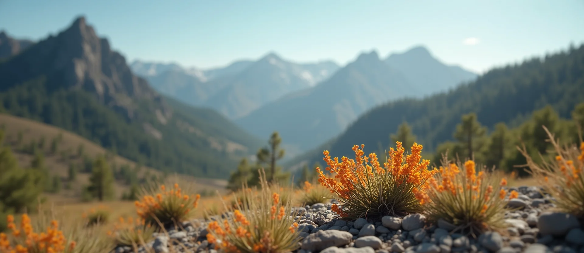 Symbolizing Stability/Peak: A local Indian Paintbrush jagged granite peak. - AI Generated