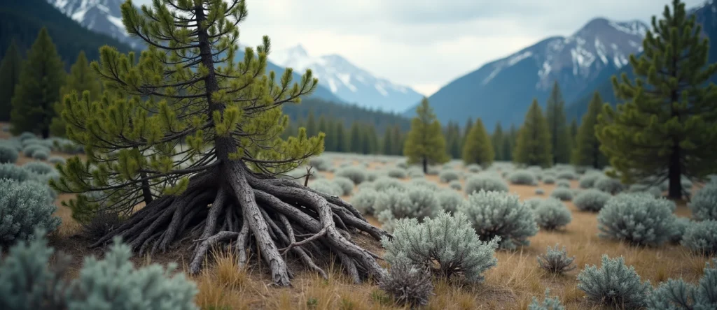 Symbolizing Growth/Resilience: A local Ponderosa Pine gnarled juniper roots. - AI Generated