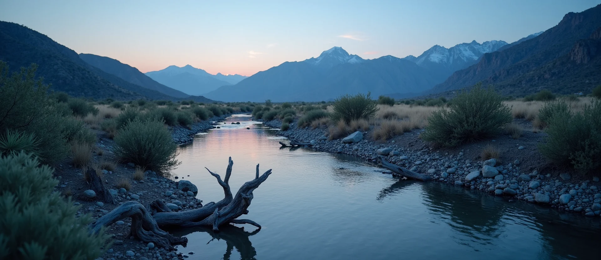 Symbolizing Flow/Cleansing: A local Desert Peach babbling mountain creek. - AI Generated