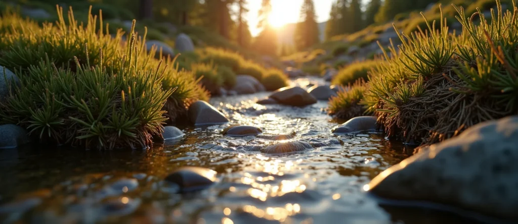 Symbolizing Flow/Cleansing: A local Sierra Juniper babbling mountain creek. - AI Generated