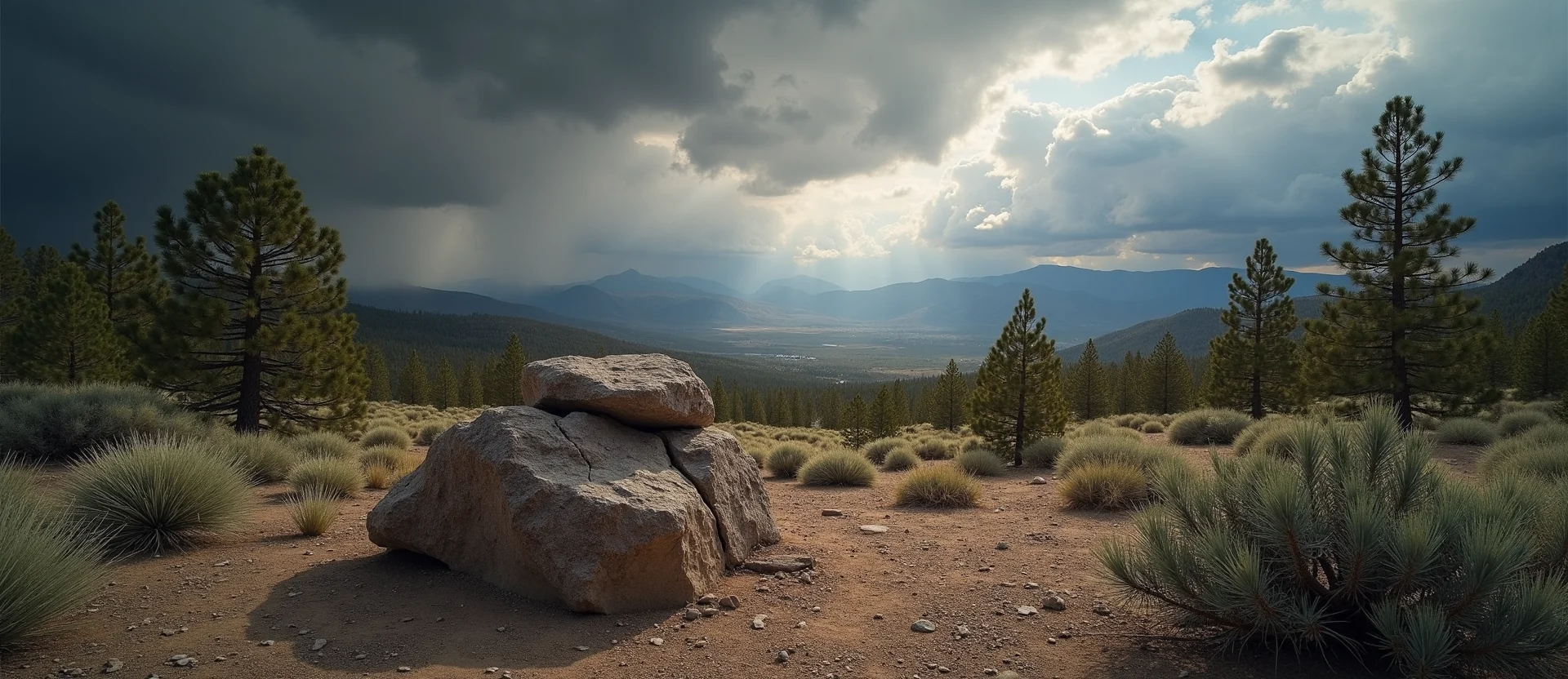 Symbolizing Stability/Peak: A local Quaking Aspen ancient rock cairn. - AI Generated