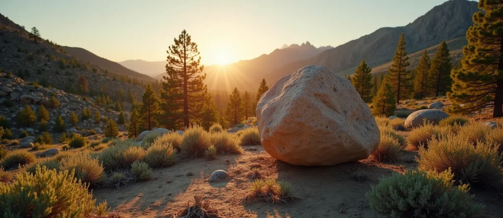 Symbolizing Stability/Peak: A local Sierra Juniper unshakable boulder. - AI Generated