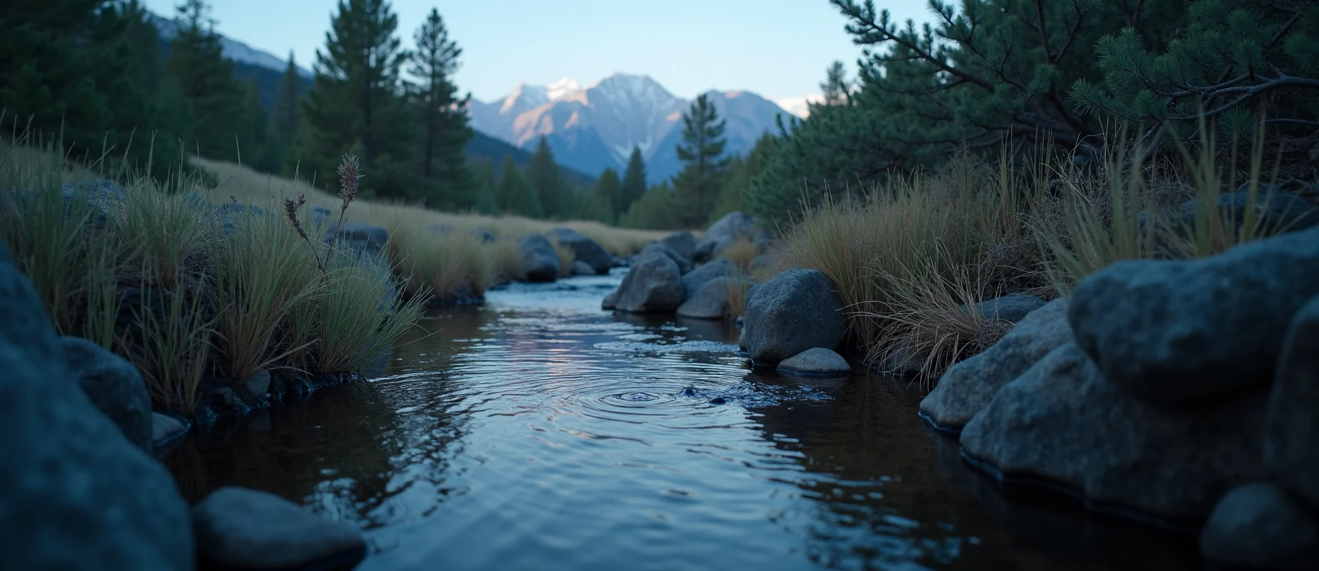 Symbolizing Flow/Cleansing: A local Sagebrush (Artemisia tridentata) clear cold snowmelt stream. - AI Generated