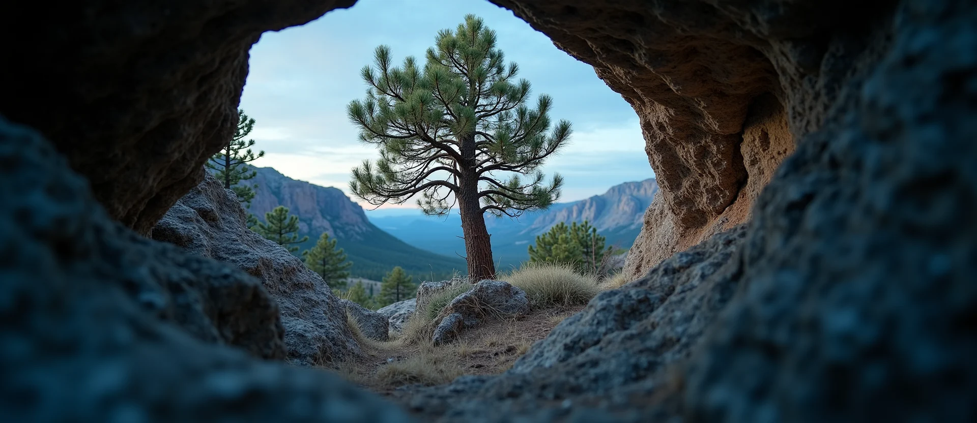 Symbolizing Growth/Resilience: A local Quaking Aspen tree growing out of a rock cleft. - AI Generated