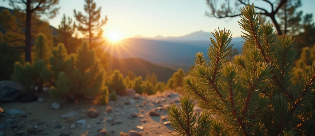 Symbolizing Stability/Peak: A local Desert Peach distant Sierra horizon. - AI Generated