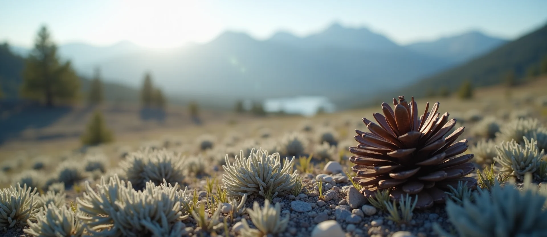 Symbolizing Seed/New Beginning: A local Rabbitbrush opening pine cone. - AI Generated