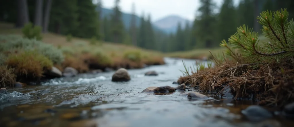 Symbolizing Flow/Cleansing: A local Sierra Juniper babbling mountain creek. - AI Generated