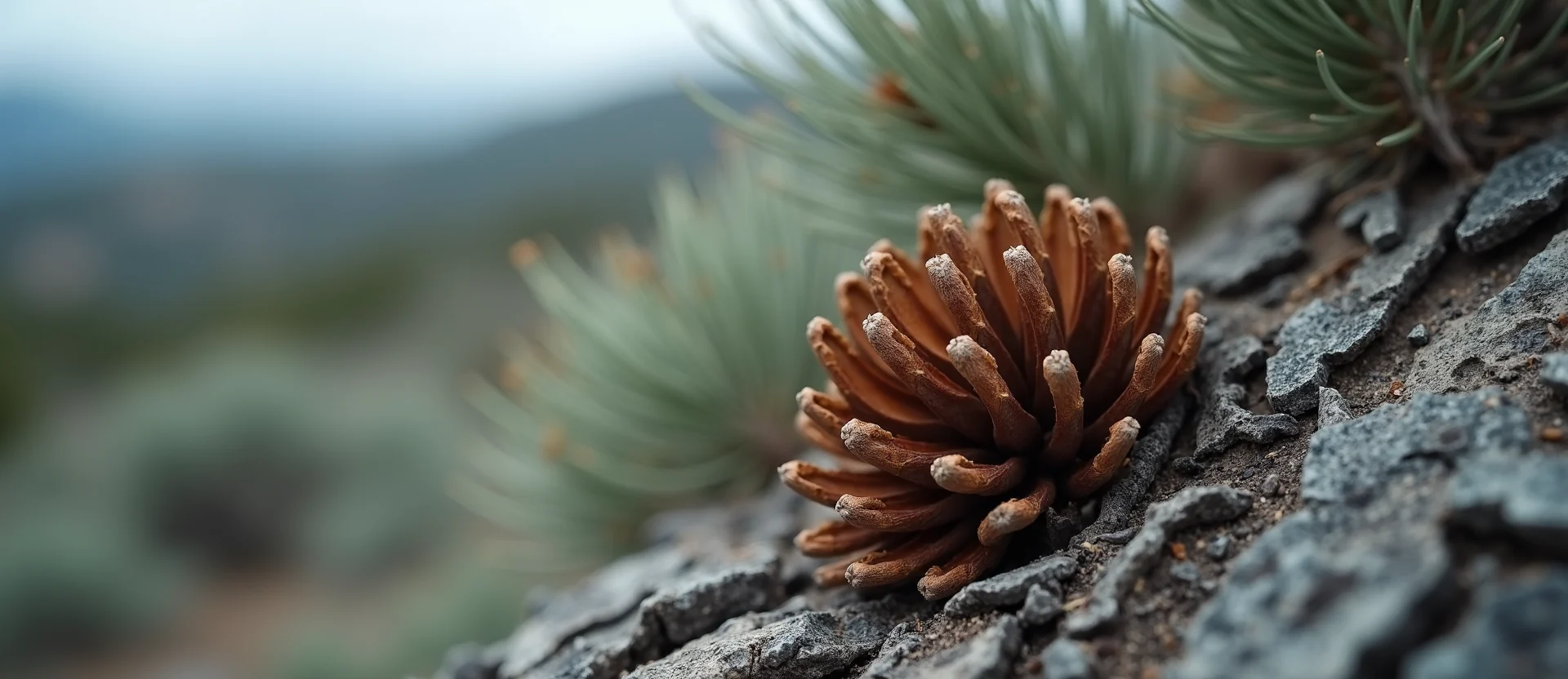Symbolizing Seed/New Beginning: A local Ponderosa Pine opening pine cone. - AI Generated