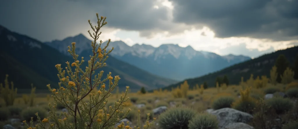 Symbolizing Growth/Resilience: A local Rabbitbrush new branch reaching for the sky. - AI Generated