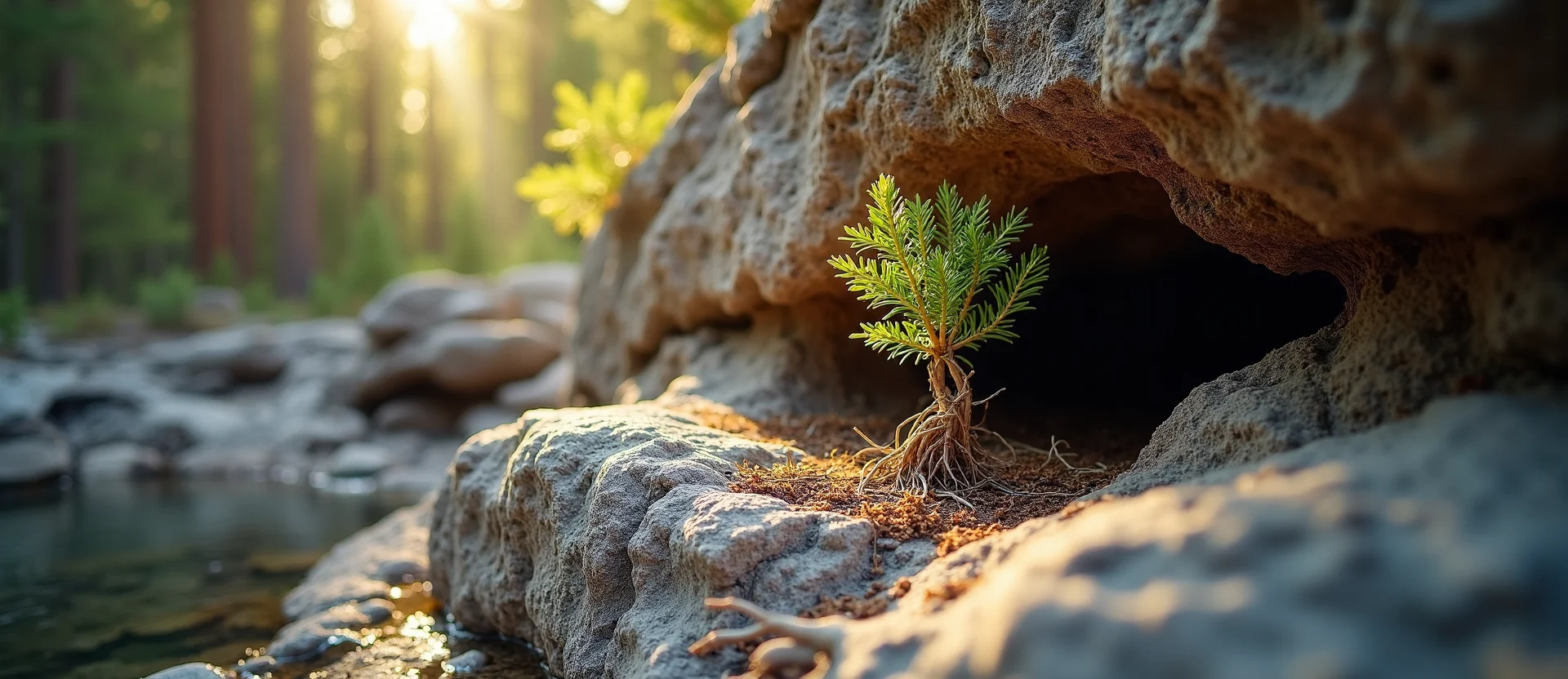 Symbolizing Growth/Resilience: A local Mountain Mahogany tree growing out of a rock cleft. - AI Generated