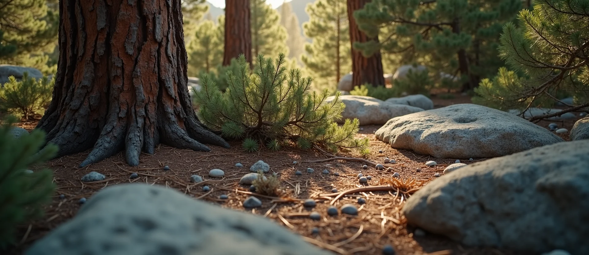 Symbolizing Growth/Resilience: A local Sierra Juniper sturdy weathered tree trunk. - AI Generated