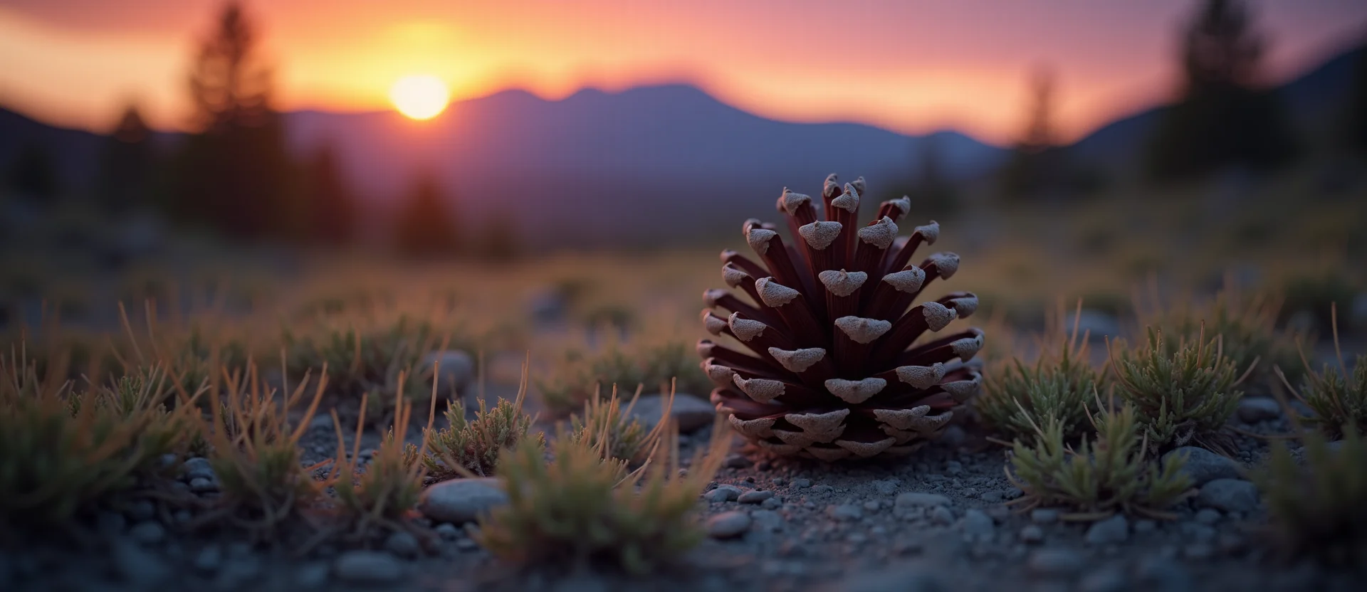 Symbolizing Seed/New Beginning: A local Bitterbrush opening pine cone. - AI Generated