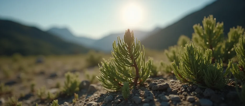 Symbolizing Seed/New Beginning: A local Bitterbrush new green bud on a branch. - AI Generated
