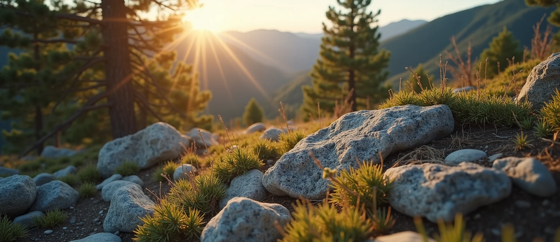 Symbolizing Stability/Peak: A local Bitterbrush jagged granite peak. - AI Generated