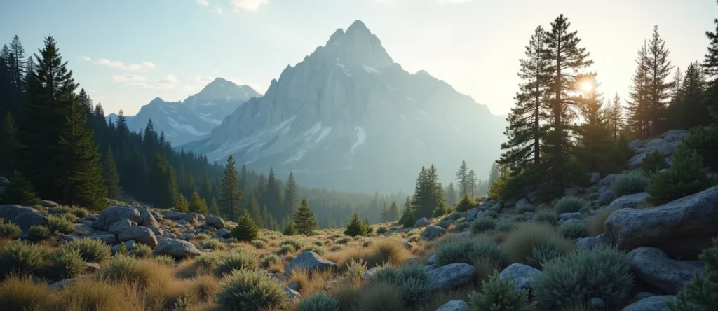 Symbolizing Stability/Peak: A local Manzanita jagged granite peak. - AI Generated