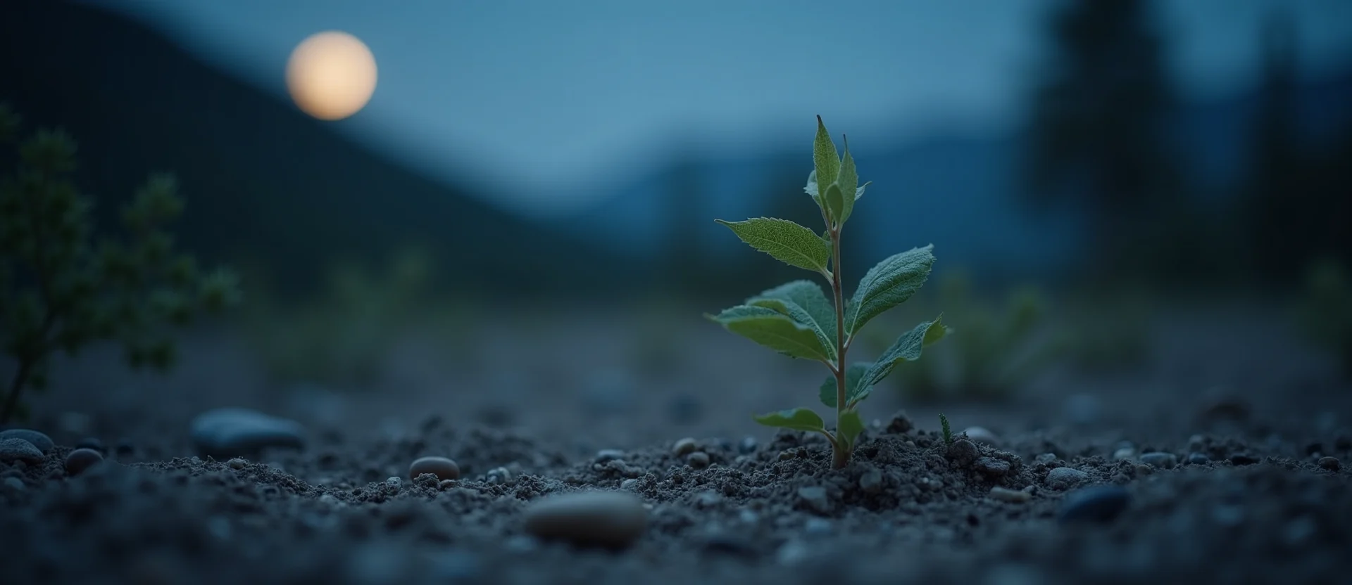 Symbolizing Seed/New Beginning: A local Manzanita shoot emerging from cracked soil. - AI Generated