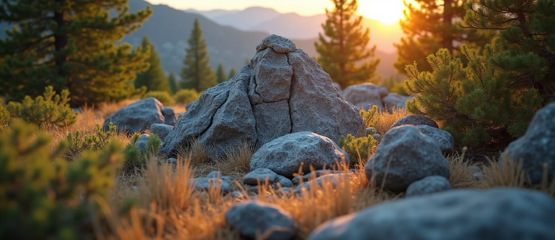 Symbolizing Stability/Peak: A local Desert Peach jagged granite peak. - AI Generated