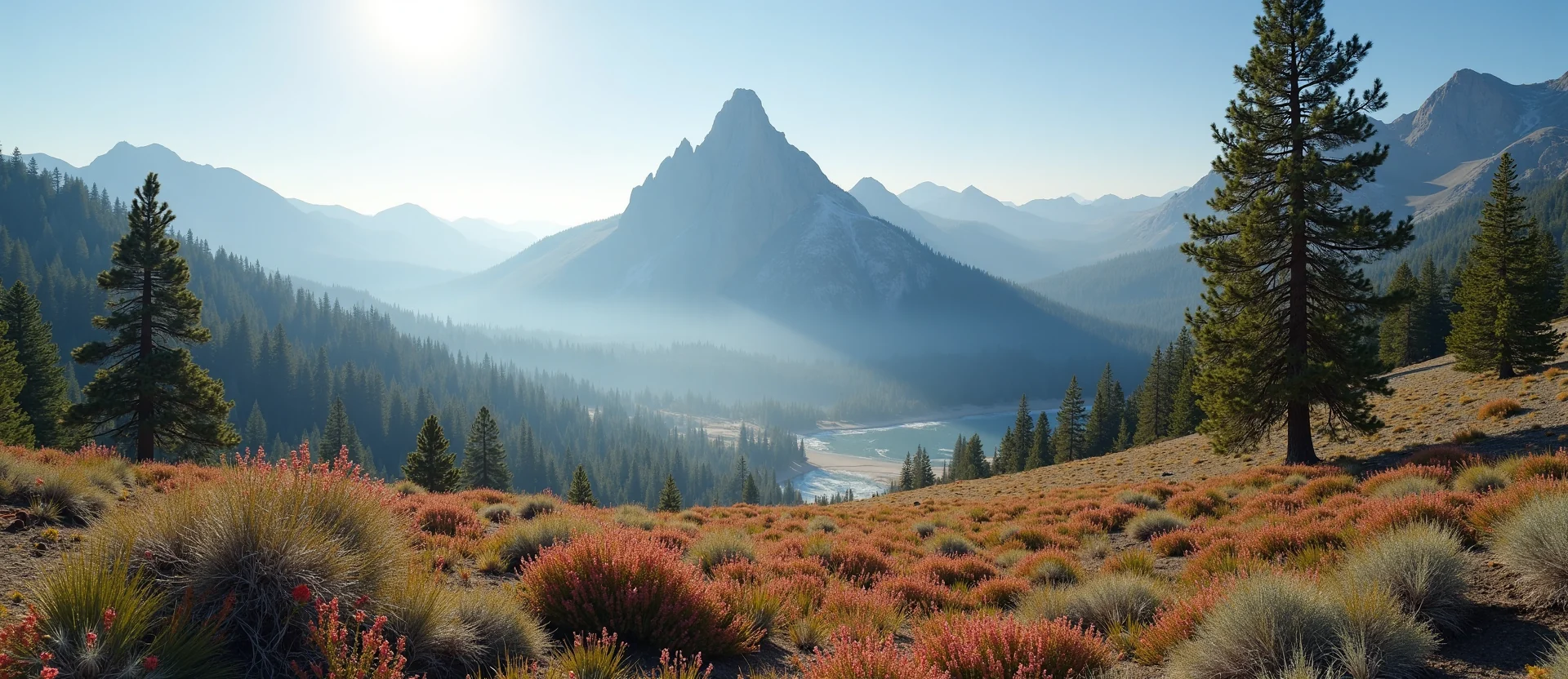 Symbolizing Stability/Peak: A local Indian Paintbrush jagged granite peak. - AI Generated