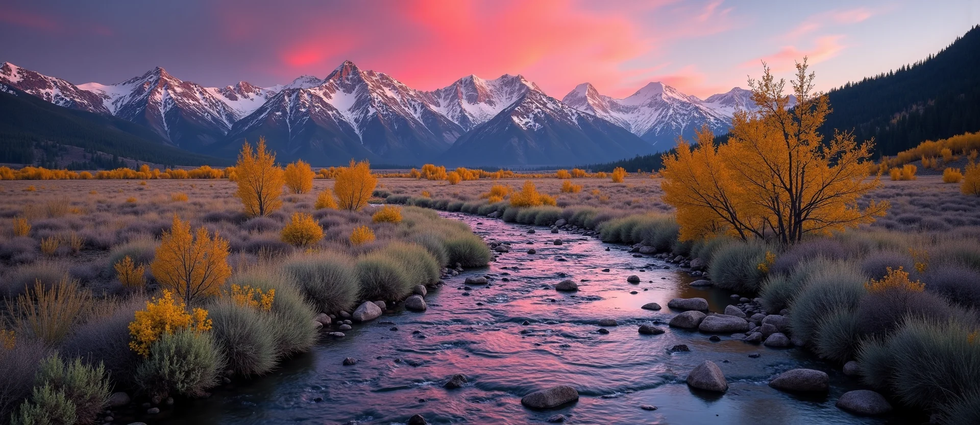 Symbolizing Flow/Cleansing: A local Indian Paintbrush clear cold snowmelt stream. - AI Generated