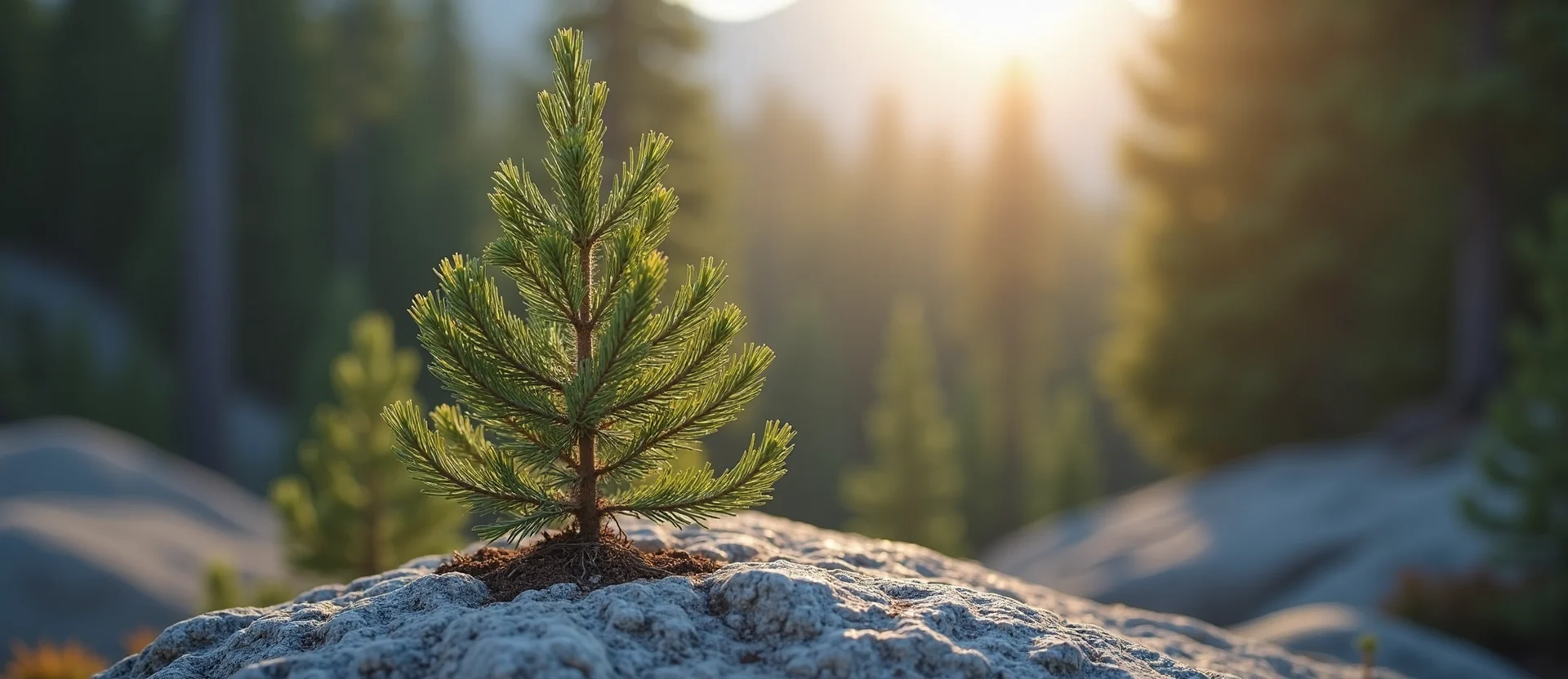 Symbolizing Growth/Resilience: A local Ponderosa Pine tree growing out of a rock cleft. - AI Generated