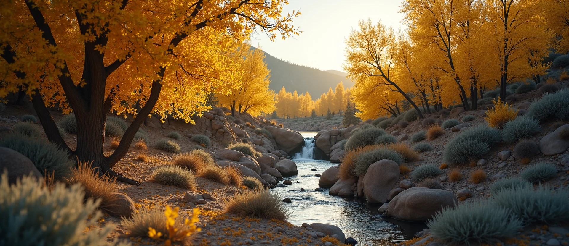 Symbolizing Flow/Cleansing: A local Desert Peach hidden small waterfall. - AI Generated