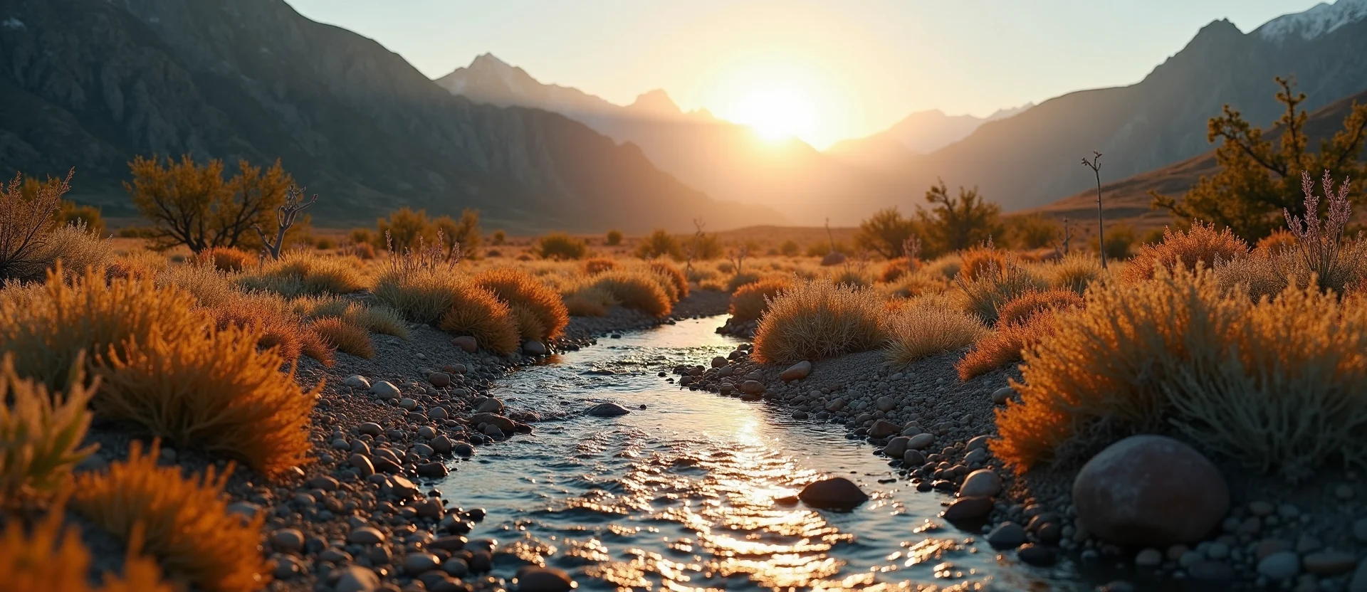 Symbolizing Flow/Cleansing: A local Rabbitbrush babbling mountain creek. - AI Generated