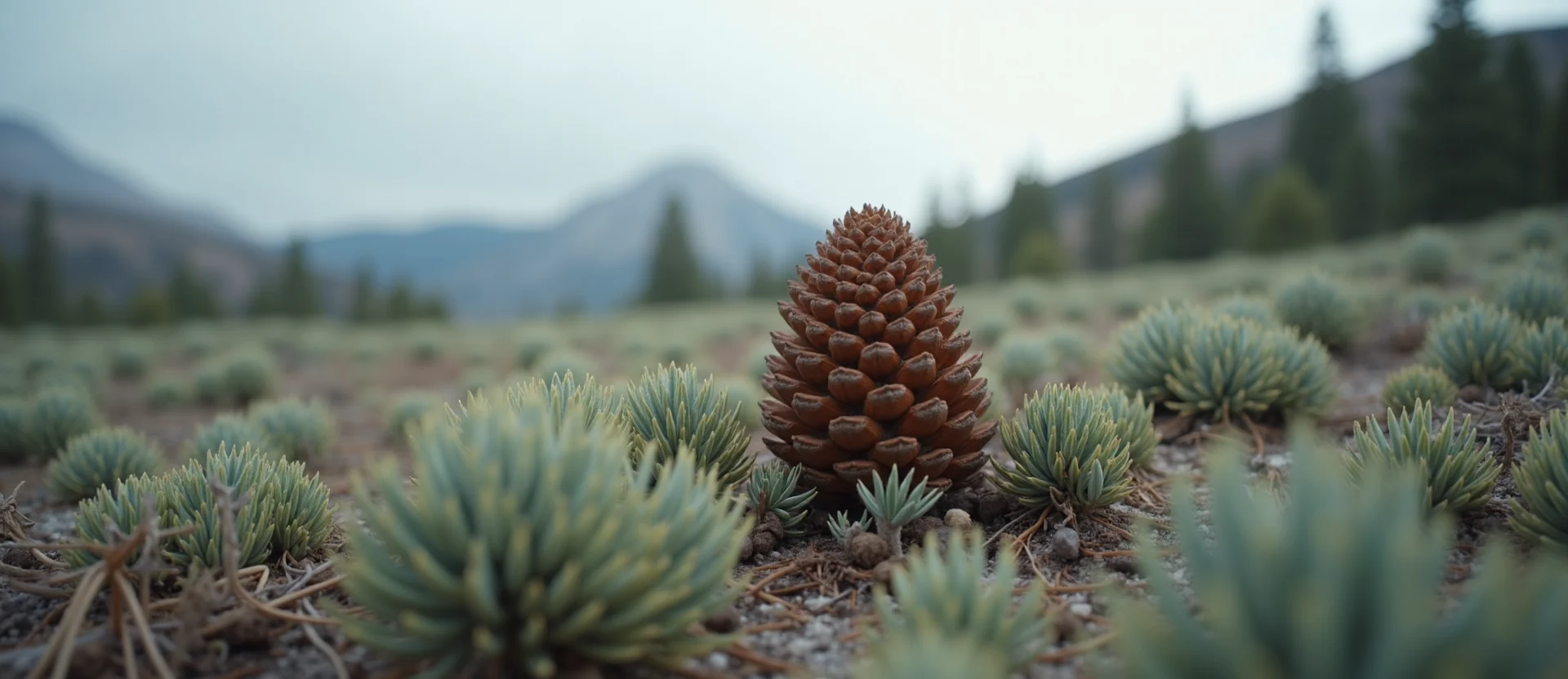 Symbolizing Seed/New Beginning: A local Rabbitbrush opening pine cone. - AI Generated