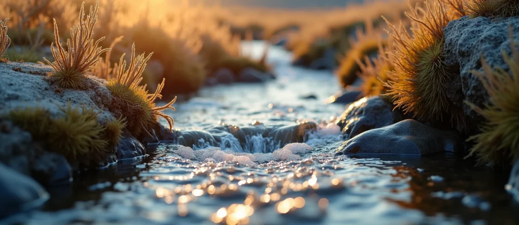 Symbolizing Flow/Cleansing: A local Rabbitbrush babbling mountain creek. - AI Generated