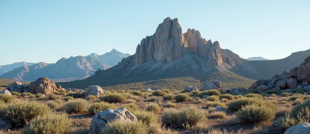 Symbolizing Stability/Peak: A local Manzanita jagged granite peak. - AI Generated