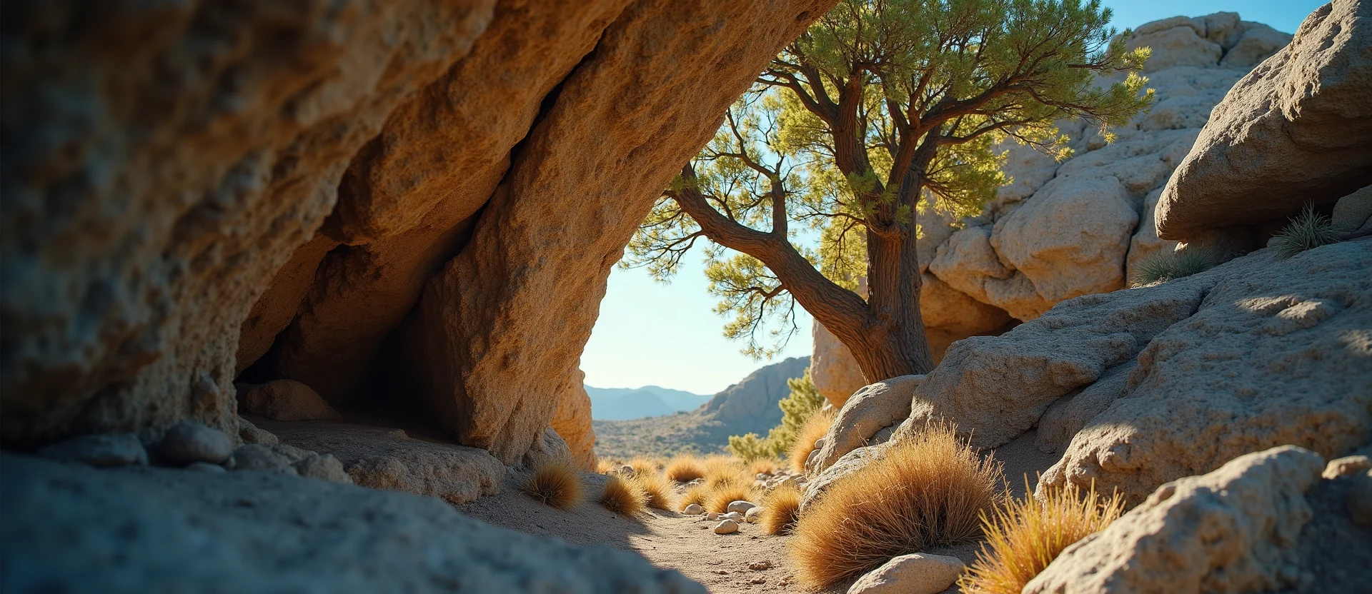 Symbolizing Growth/Resilience: A local Bitterbrush tree growing out of a rock cleft. - AI Generated