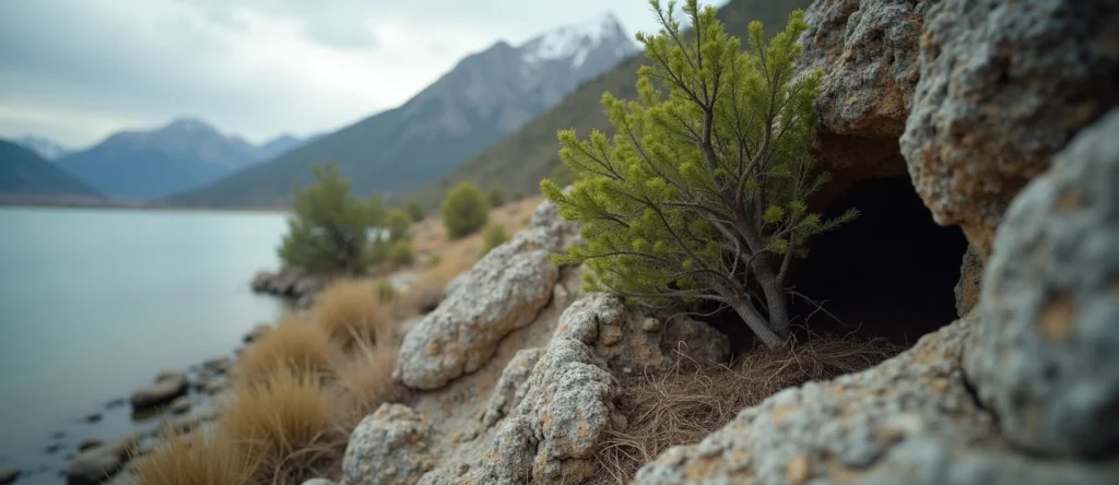 Symbolizing Growth/Resilience: A local Bitterbrush tree growing out of a rock cleft. - AI Generated