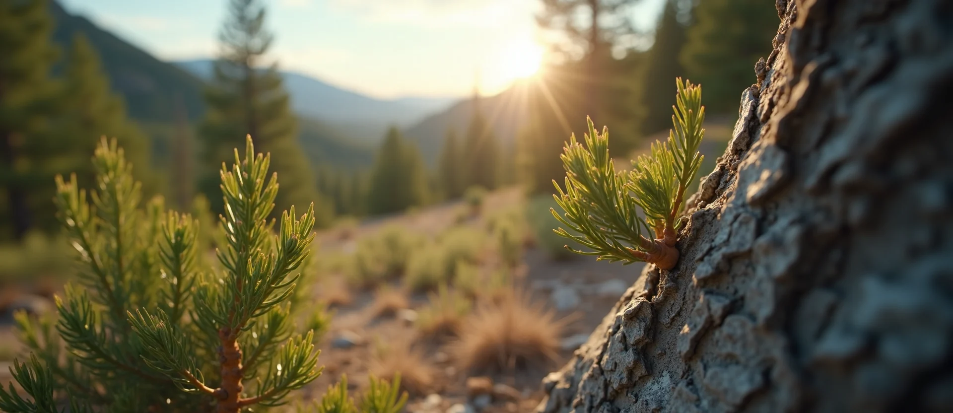 Symbolizing Seed/New Beginning: A local Manzanita new green bud on a branch. - AI Generated