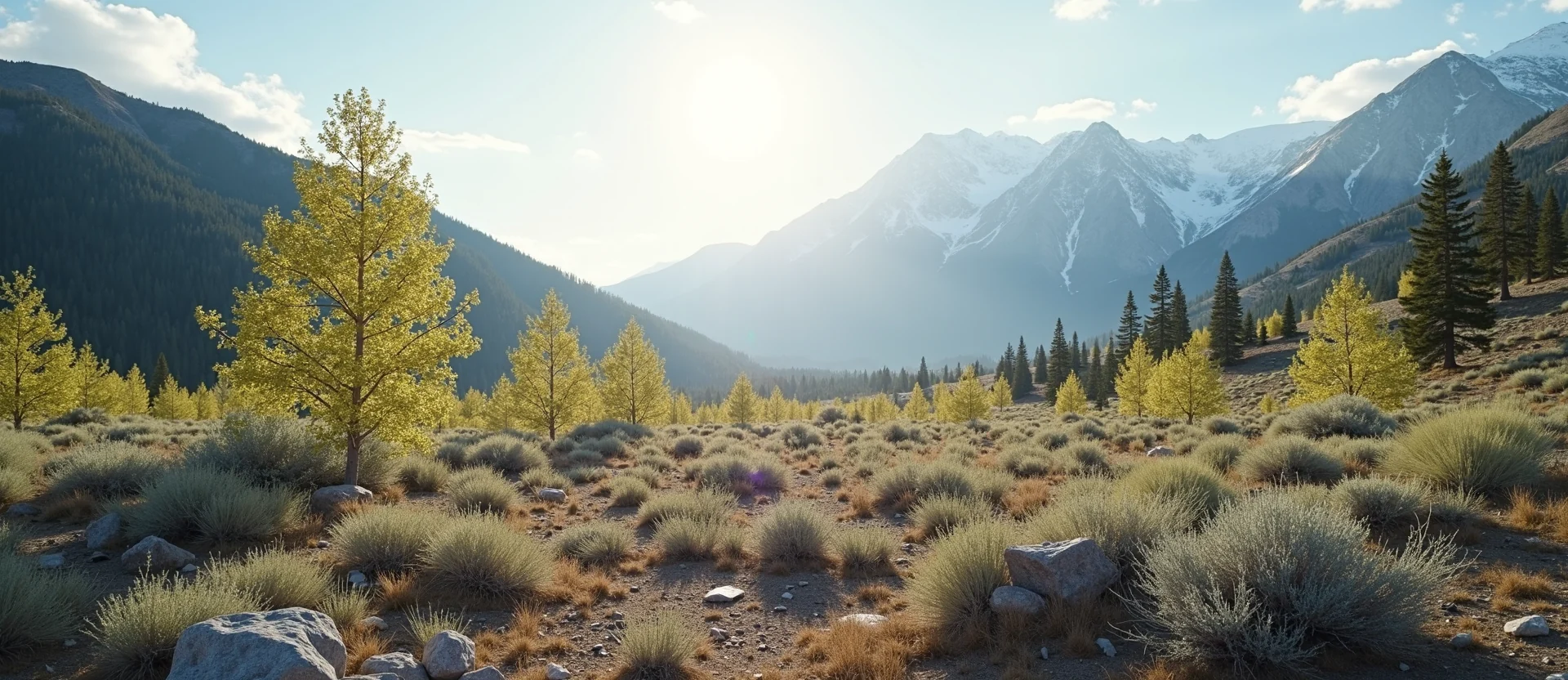 Symbolizing Stability/Peak: A local Quaking Aspen solid mountain ridge. - AI Generated