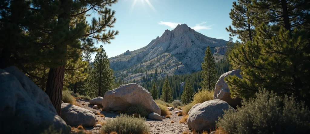 Symbolizing Stability/Peak: A local Ponderosa Pine solid mountain ridge. - AI Generated