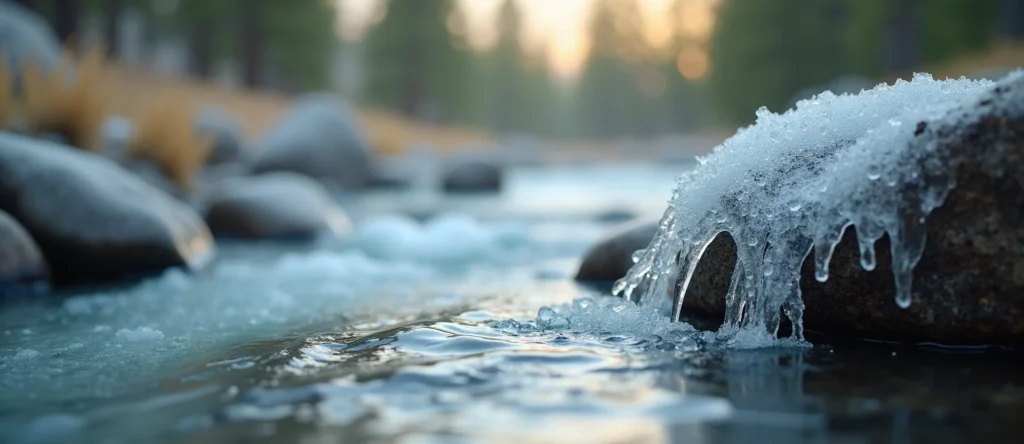 Symbolizing Flow/Cleansing: A local Sierra Juniper clear cold snowmelt stream. - AI Generated