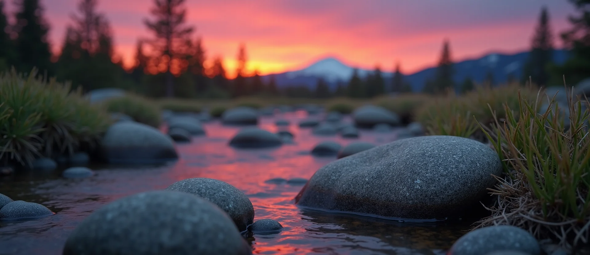 Symbolizing Flow/Cleansing: A local Rabbitbrush smooth Truckee river stones. - AI Generated