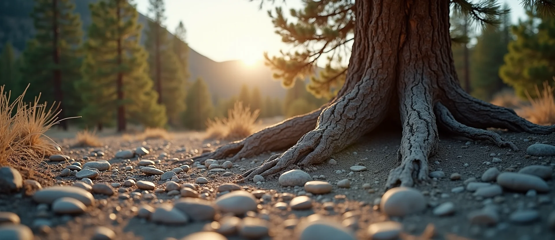 Symbolizing Growth/Resilience: A local Ponderosa Pine gnarled juniper roots. - AI Generated